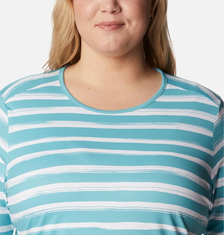 Women's Columbia Chill River T Shirts Stripe | Plus Size CA-E0A53